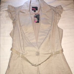 Forever 21 Cream Blazer with Ruffle Sleeves